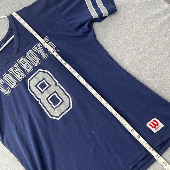 90's Dallas Cowboys 8 XL* Wilson COTTON Football Jersey Crackling - Picture 12 of 15